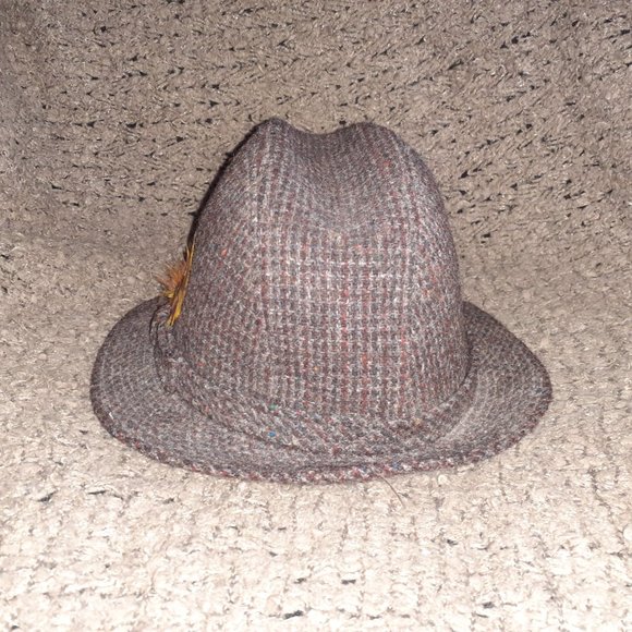 SETSON HARRIS TWEED-Fedora-SZ  7 3/8-Handwoven Scottish Wool-Red/Purple/Gray-NWT - Picture 4 of 7